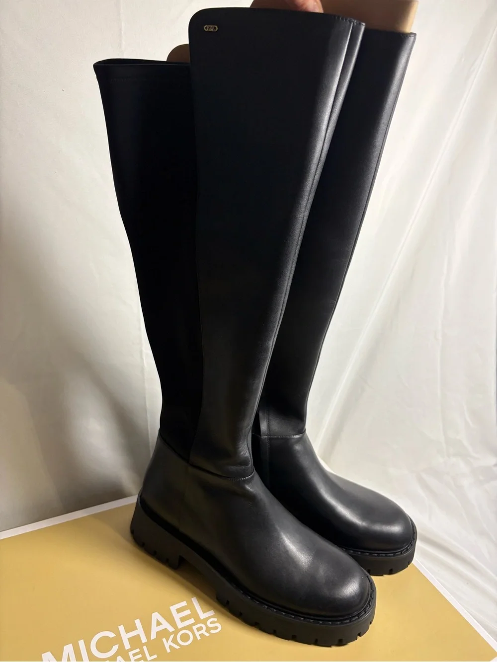 MICHAEL Michael Kors Black Over-the-Knee Lug-Sole Boots size 10 Asher boot